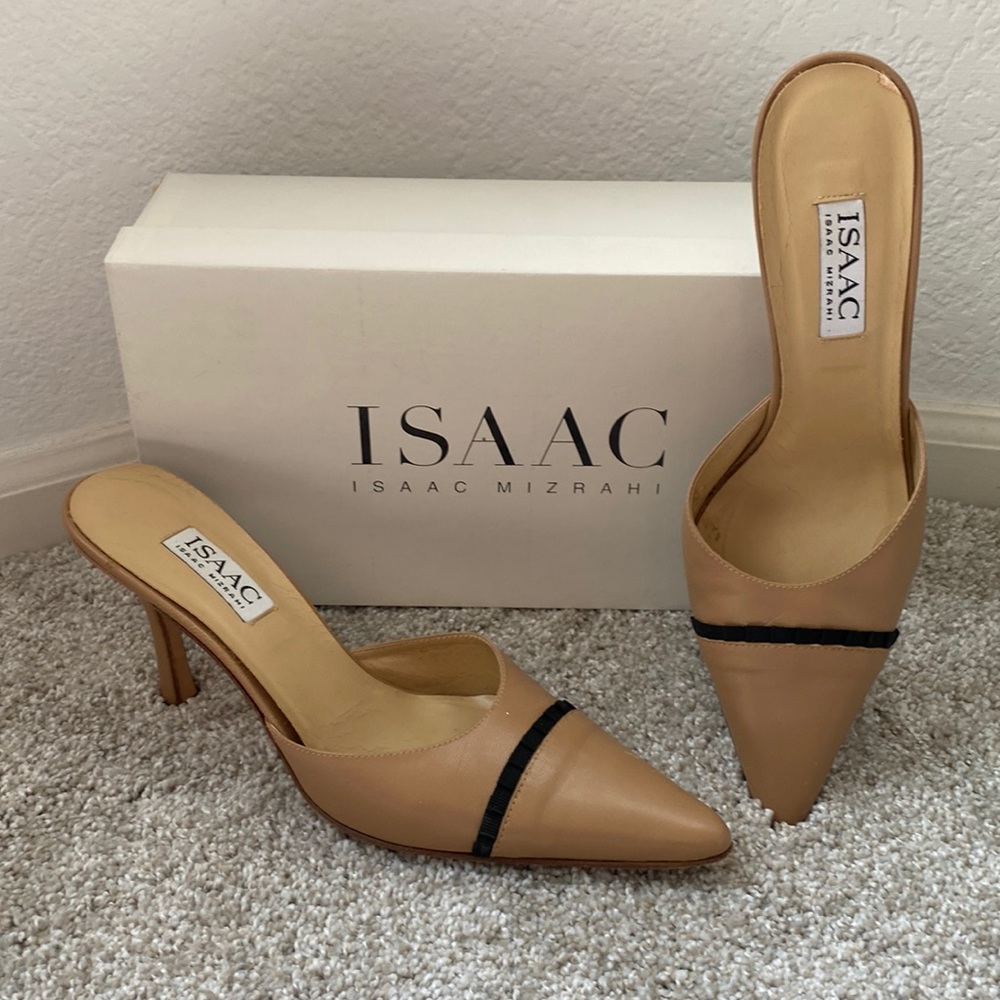 Isaac mizrahi leather mule pumps 8 1/2